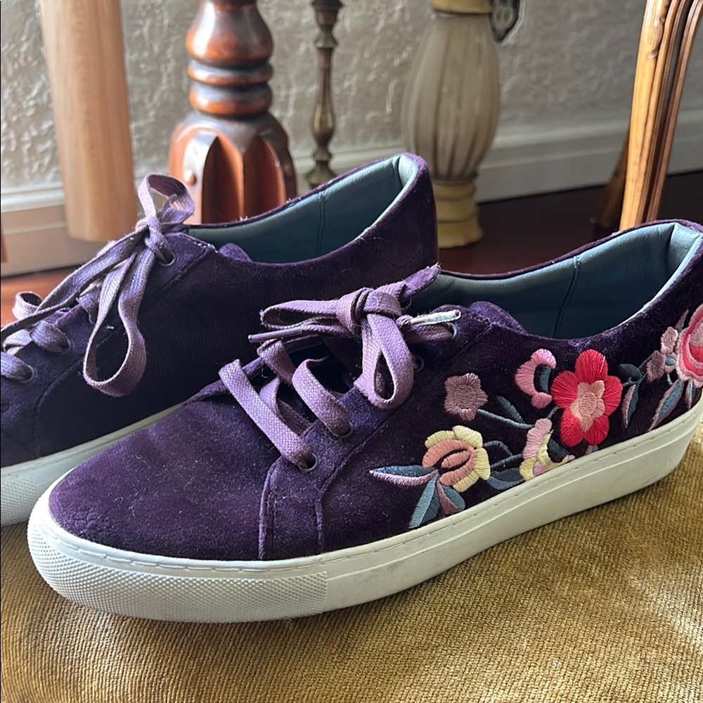 Floral Embroidered Purple Sneakers size 10